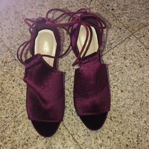 Aldo Burgundy Strappy Suede Heels